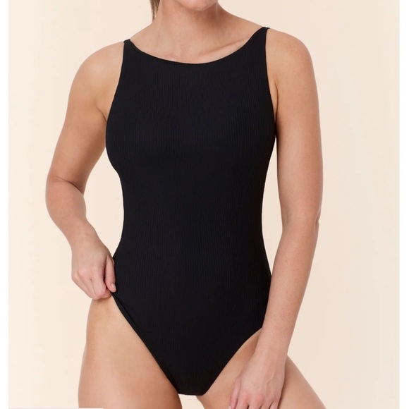 Andie The Crane One Piece Rib Swimsuit Black Size L NWT - Picture 1 of 7